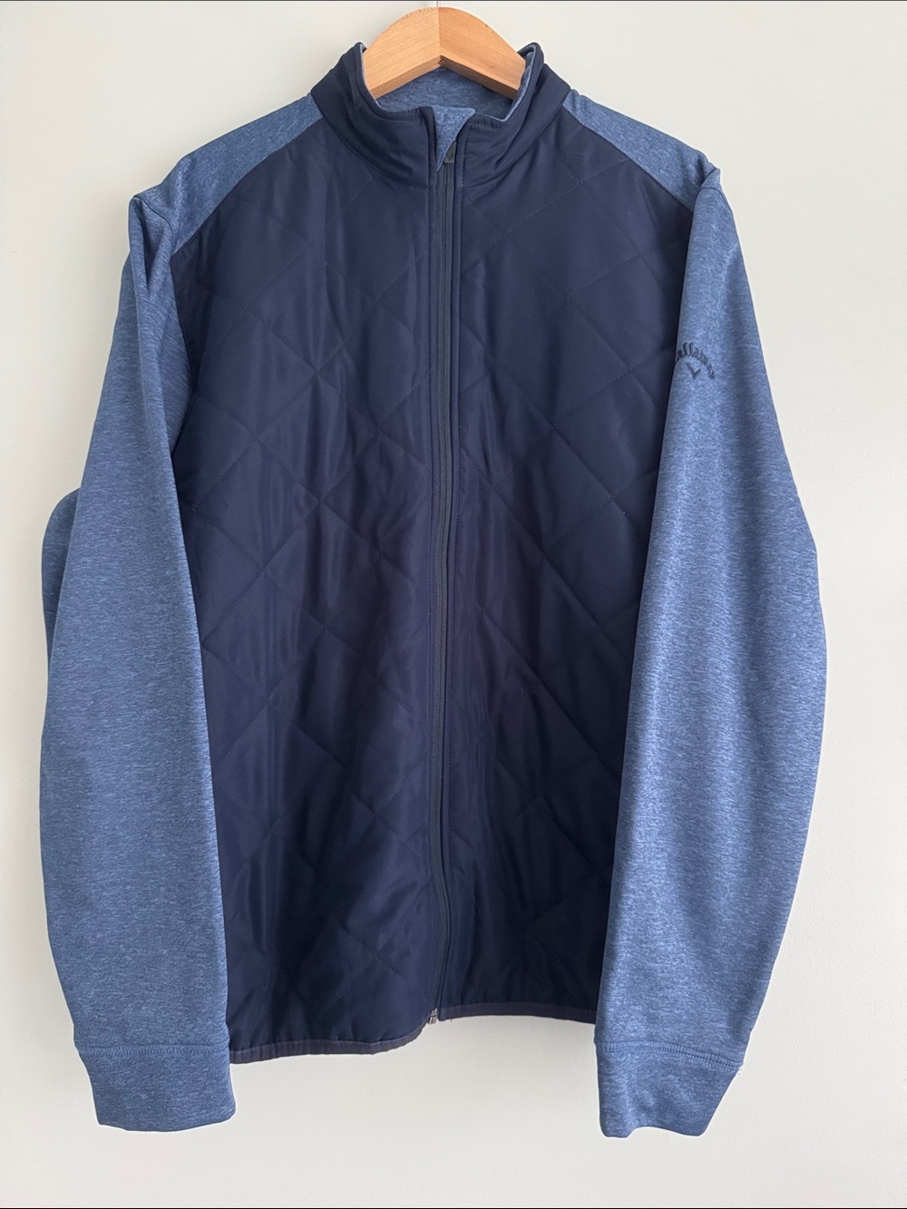 Callaway Navy Front and Heather Blue Sleeve Full-Zip Performance Jacket Large